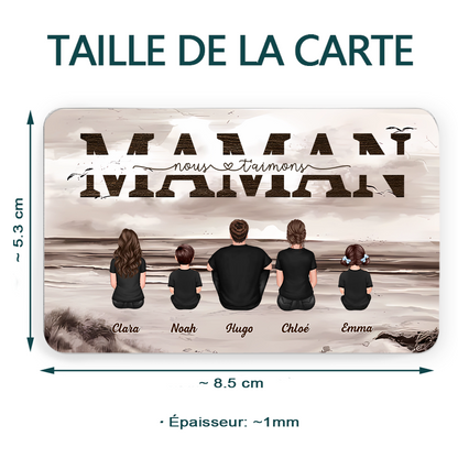 Carte portefeuille personnalisée avec famille « Maman, nous t’aimons »