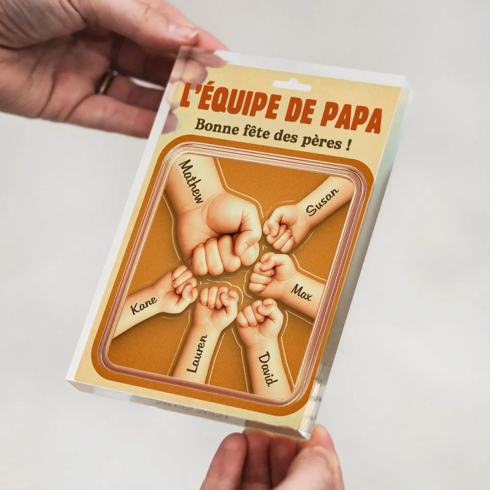 Poing en avant – Plaque en acrylique personnalisée avec prénom pour papa et papy
