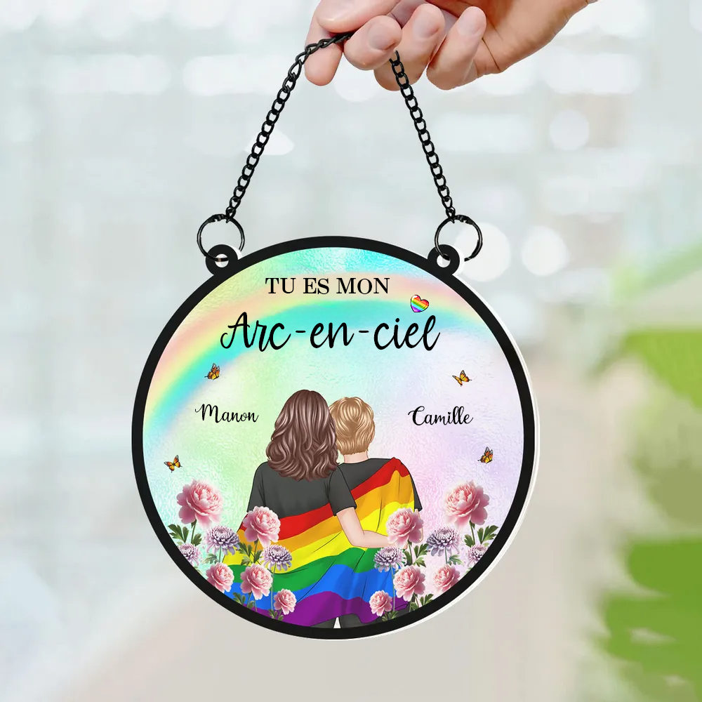 Porte-soleil personnalisé « Couple Arc-en-ciel » – Cadeau pour couples LGBT