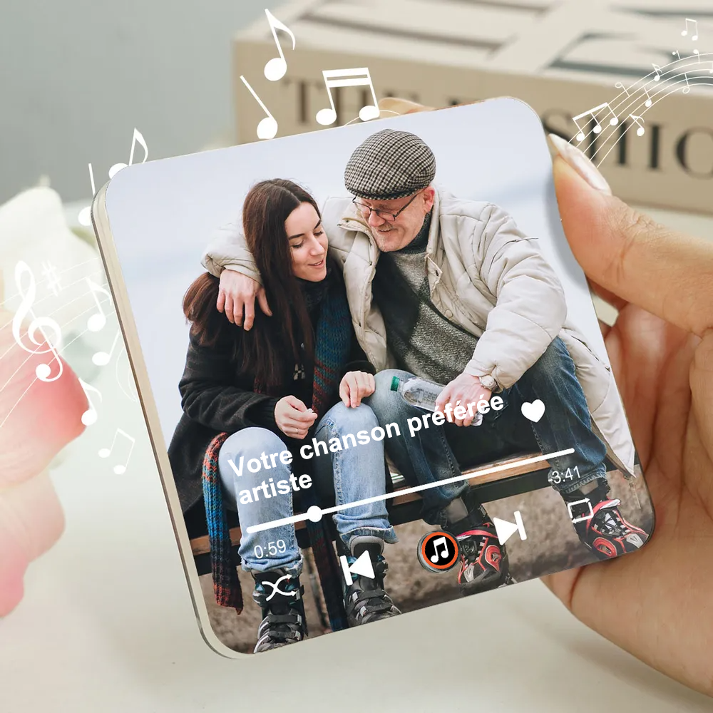Aimants acryliques musicaux avec photo et chanson Cadeau pour la famille