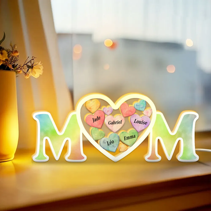 Boîte lumineuse MOM personnalisée avec prénom Cadeau pour maman