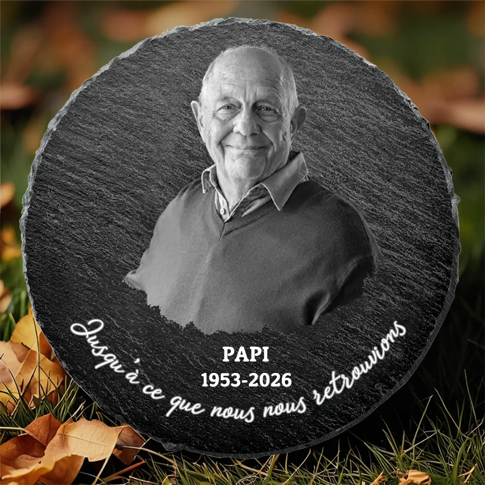 Plaque en ardoise personnalisée avec photo, année et texte – Cadeau commémoratif