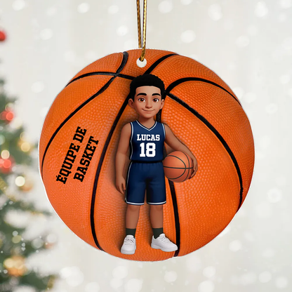 Pendentif en acrylique personnalisé avec enfant basketteur – Cadeau pour garçon et fille de basketball