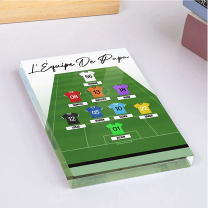 Bloc en acrylique personnalisé avec maillots de football – Cadeau pour papa et les fans de football