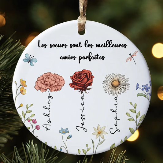 Ornement en céramique personnalisé – cadeau pour sœurs et meilleures amies