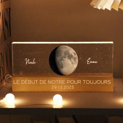 Lampe de nuit LED personnalisée avec phases de lune, cadeau pour couple