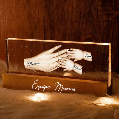 Main dans la main – Veilleuse LED personnalisée avec mains – Cadeau pour maman et mamie