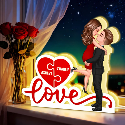 LOVE - Boîte lumineuse LED personnalisée avec couple et noms Cadeau pour couple / couple LGBT