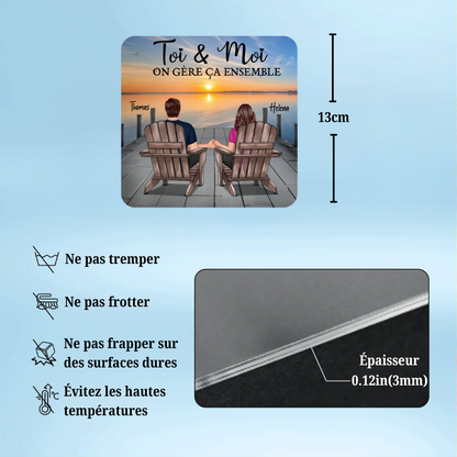 Aimants en acrylique personnalisés pour couple amoureux