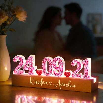 Anniversaire - Veilleuse LED personnalisée avec effet cristal Cadeau pour couple