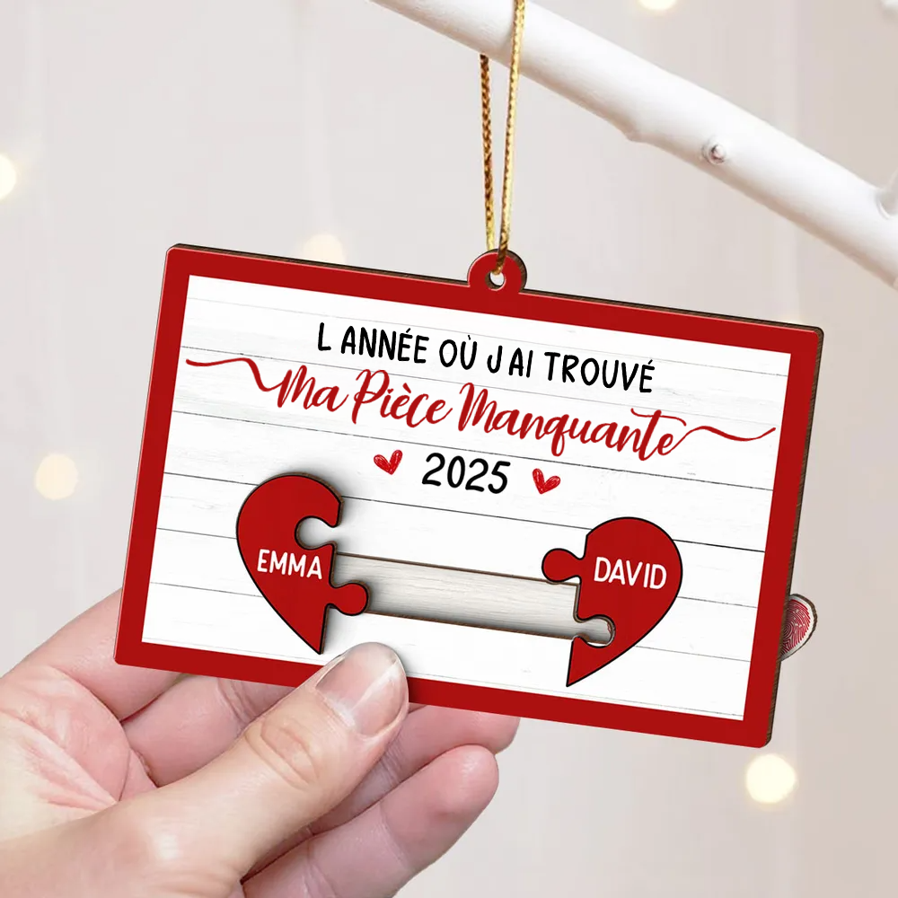 Tu es la pièce manquante-Orement coulissante personnalisée en forme de puzzle cœur – Cadeau de Noël pour Elle & Lui