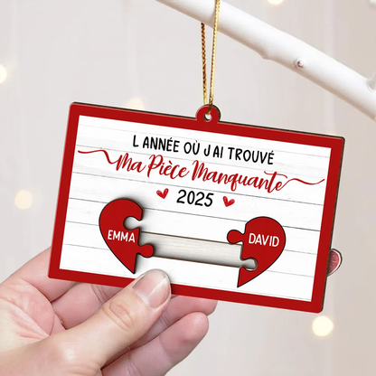 Tu es la pièce manquante-Orement coulissante personnalisée en forme de puzzle cœur – Cadeau de Noël pour Elle & Lui