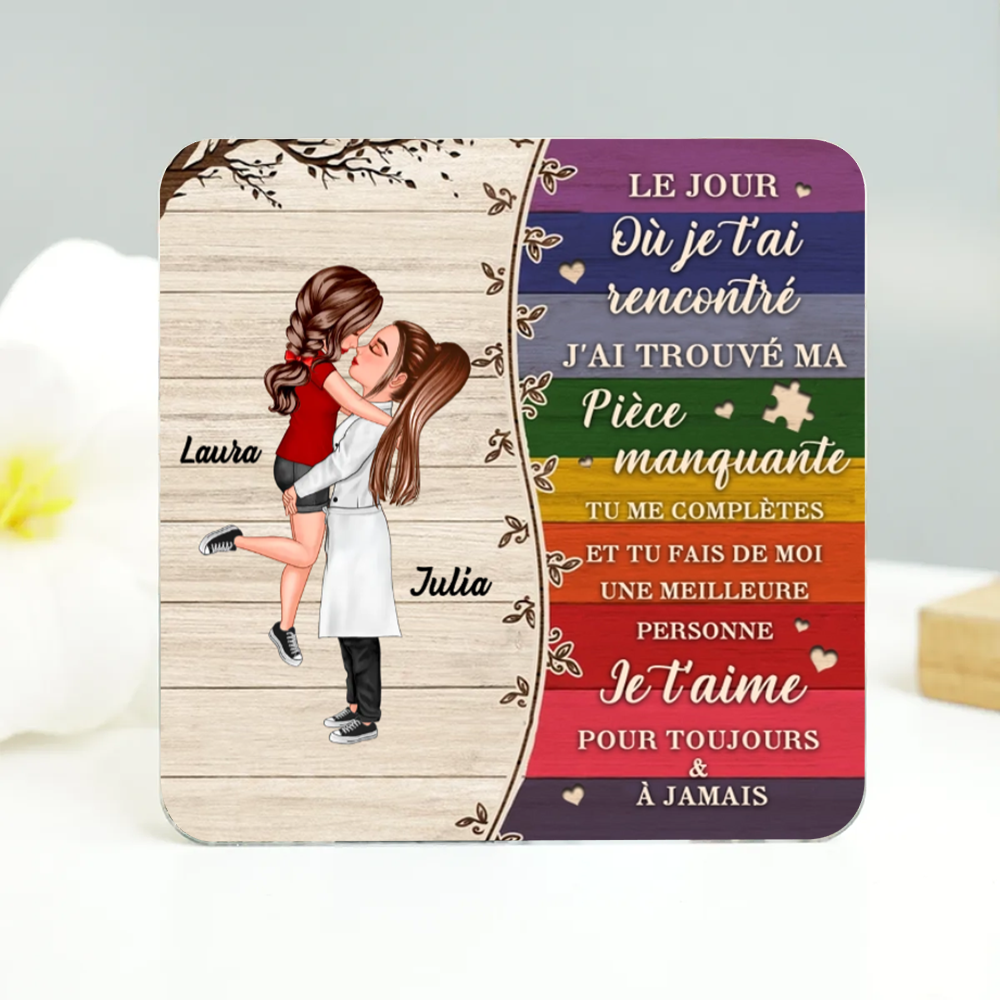 Aimants en acrylique personnalisés « Arc-en-ciel » pour couples