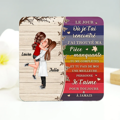 Aimants en acrylique personnalisés « Arc-en-ciel » pour couples