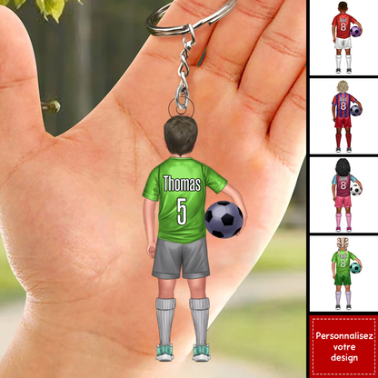 Enfant footballeur – Porte-clés personnalisé pour fils et fille