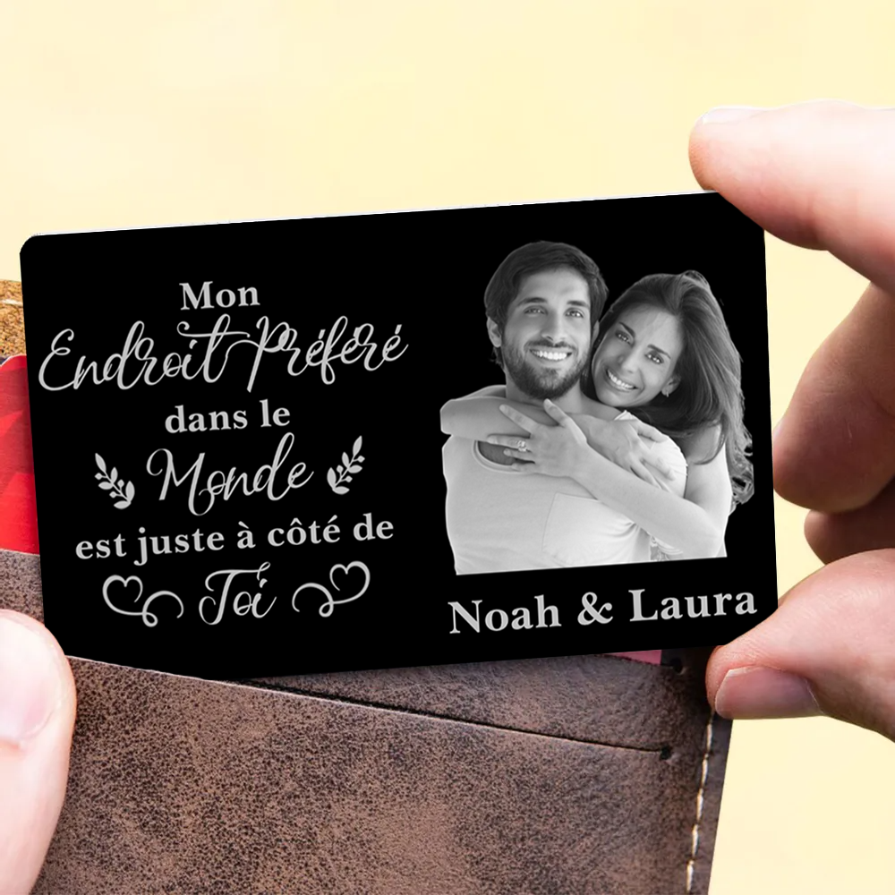 Mon endroit préféré – Carte portefeuille personnalisée avec photo – Cadeau pour couple