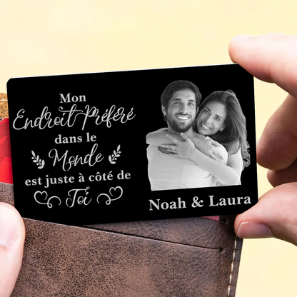 Mon endroit préféré – Carte portefeuille personnalisée avec photo – Cadeau pour couple
