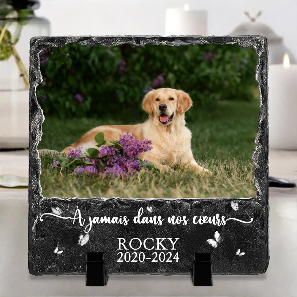 Plaque en ardoise personnalisée avec photo et message – Cadeau commémoratif