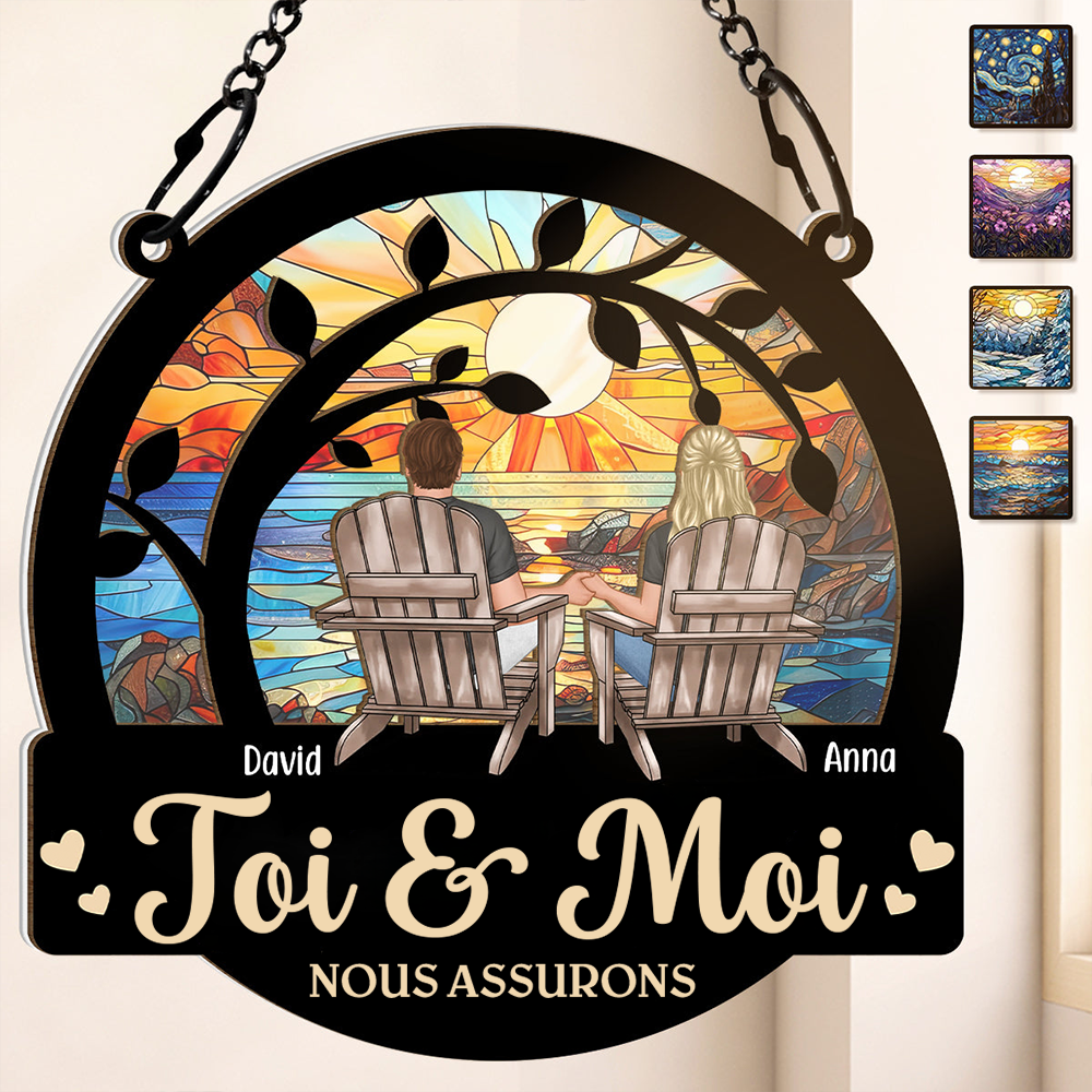 Toi et moi -Fenêtres acryliques personnalisées Ornement attrape-soleil