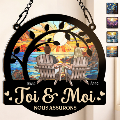 Toi et moi -Fenêtres acryliques personnalisées Ornement attrape-soleil