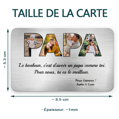 Carte portefeuille PAPA - Carte portefeuille personnalisée avec photos et texte Cadeau pour papa