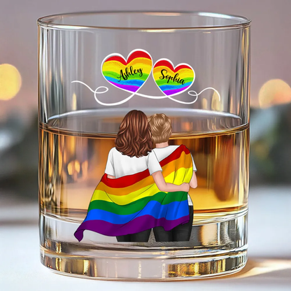 Couples arc-en-ciel – Verre à whisky personnalisé avec 2 personnages, pour couples LGBT