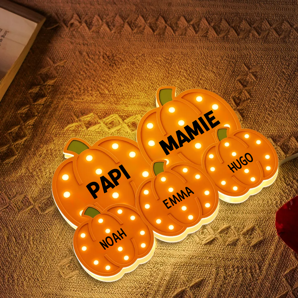 Boîte lumineuse personnalisée “Grand-mère & Grand-père – Champ de citrouilles”