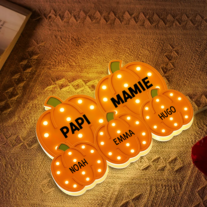 Boîte lumineuse personnalisée “Grand-mère & Grand-père – Champ de citrouilles”