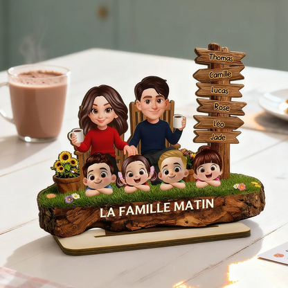 Décoration en bois personnalisé avec parents et enfants – Cadeau pour papa, maman, mamie et papi