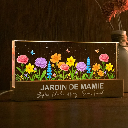 Veilleuse LED personnalisée avec motif floral – Cadeau pour mamie et maman