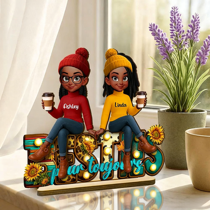 Besties pour toujours - Tableau en bois personnalisé avec 2 à 6 femmes Cadeau pour amies