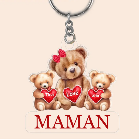 Porte-clés acrylique Maman Ours
