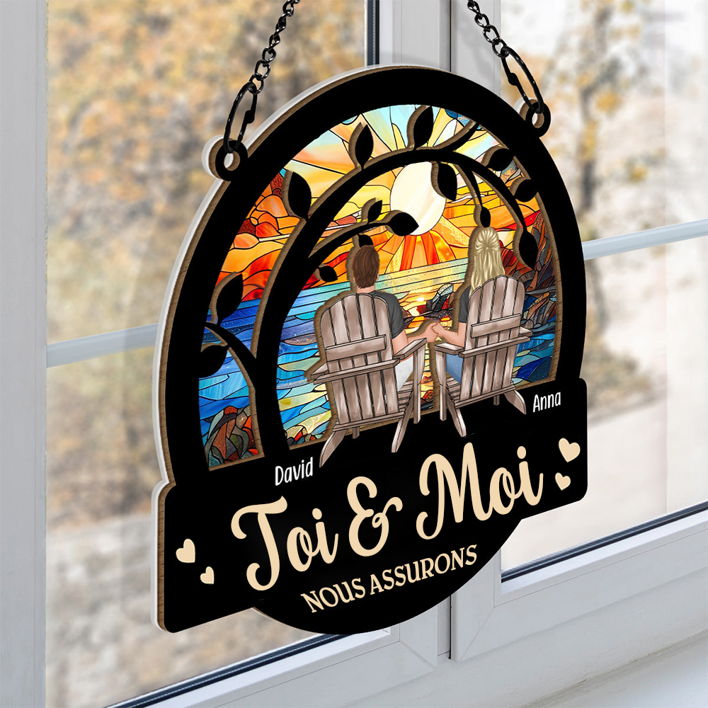 Toi et moi -Fenêtres acryliques personnalisées Ornement attrape-soleil