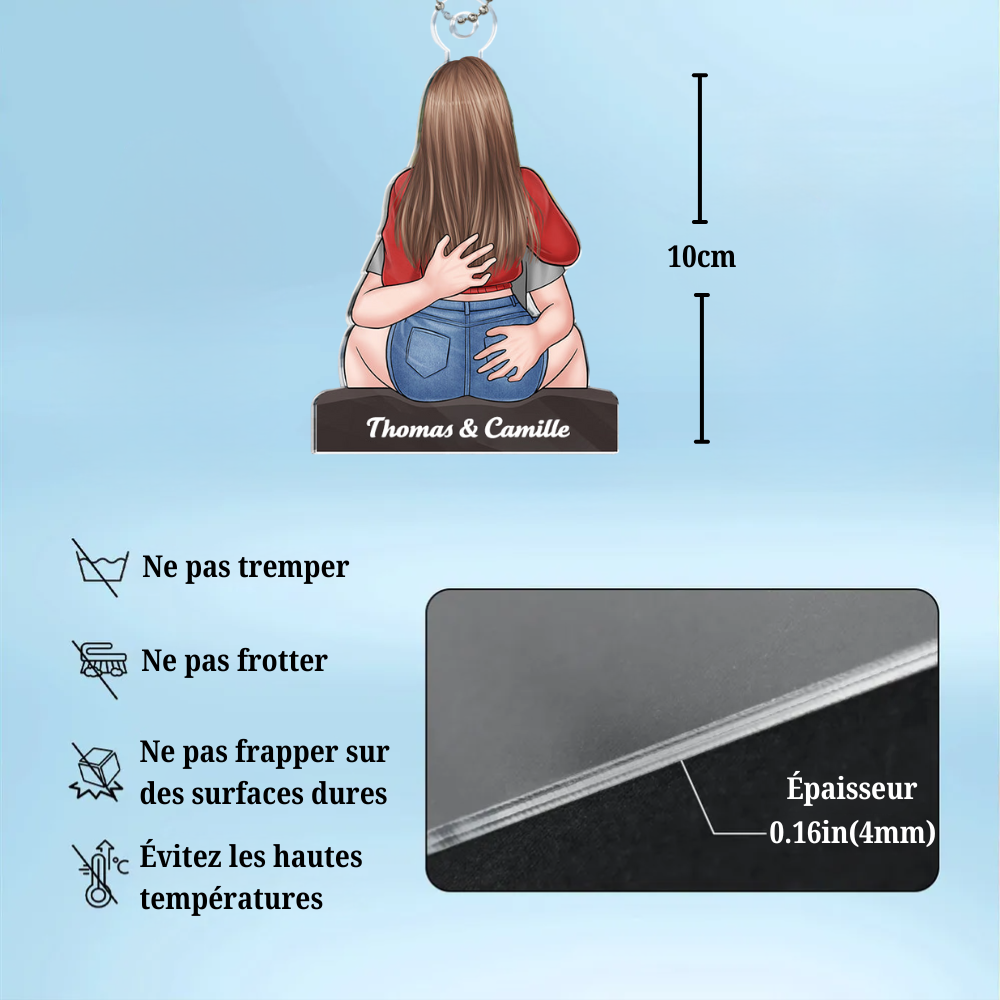 Pendentif personnalisé en acrylique, cadeau pour couple