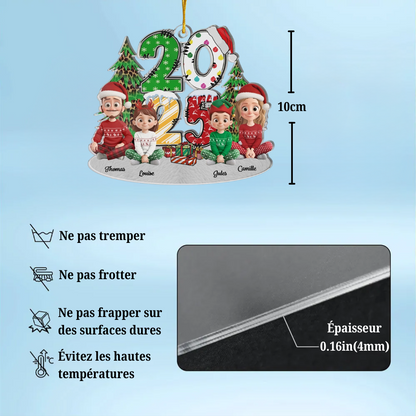 2025 Décoration personnalisée pour sapin de Noël avec famille, ornement en acrylique