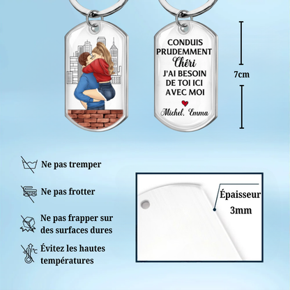 Porte-clés personnalisé avec couple – Porte-clés en acier inoxydable avec résine époxy