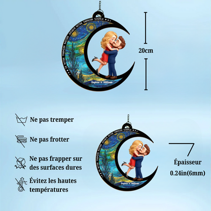 Capteur solaire personnalisé avec motif lunaire Couple sur la lune