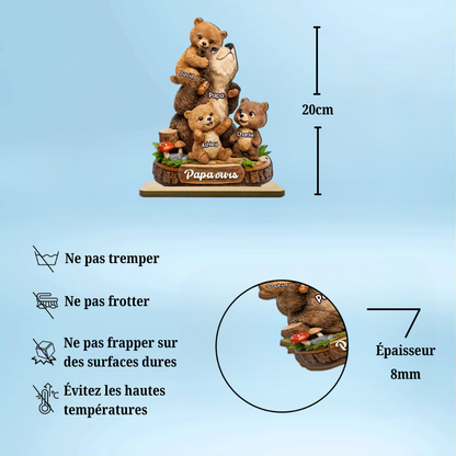 Décoration en bois personnalisé « Papa Ours » avec motif d’ours