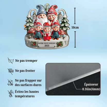 Famille de nains- Orement en acrylique avec 1 à 15 enfants Décorations de Noël pour parents et grands-parents