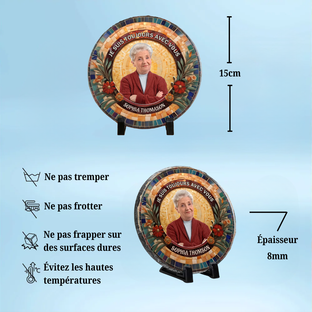 Plaque en ardoise personnalisée avec photo, texte et prénom – Cadeau commémoratif