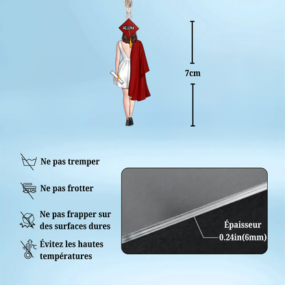Porte-clés personnalisé en acrylique pour remise de diplôme – Fille et garçon