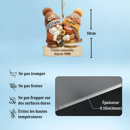 Nain d'automne - Vieillir ensemble - Orement en acrylique avec nom Cadeau pour couple