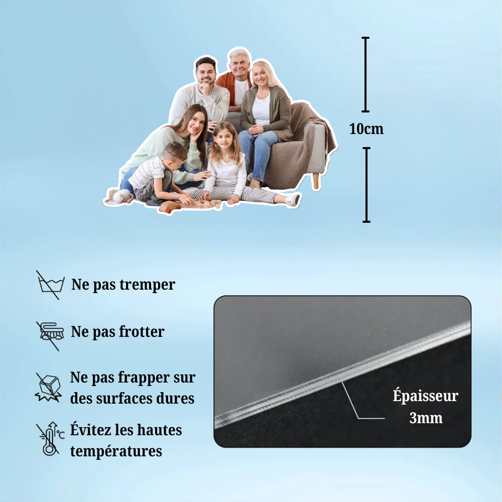 Aimant de réfrigérateur en acrylique avec photo – Cadeau pour la famille
