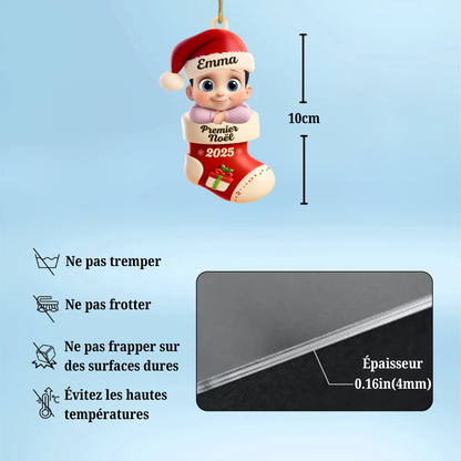 Premier Noël 2025 - Pendentif en acrylique Orement de Noël avec bébé