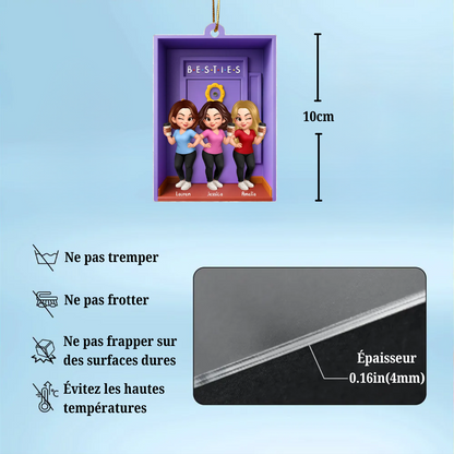 Orement en acrylique avec 2 à 6 femmes Décorations de Noël personnalisées pour sœur et meilleures amies