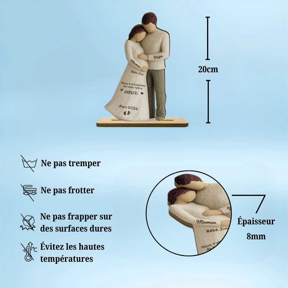 Bébé en route – Décoration en bois personnalisé avec prénom – Cadeau pour future maman