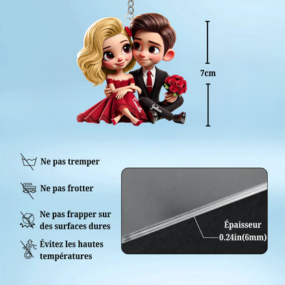 Couple – Porte-clés en acrylique avec noms, cadeau pour couple