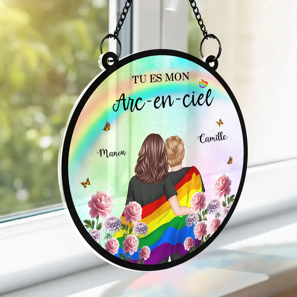 Porte-soleil personnalisé « Couple Arc-en-ciel » – Cadeau pour couples LGBT