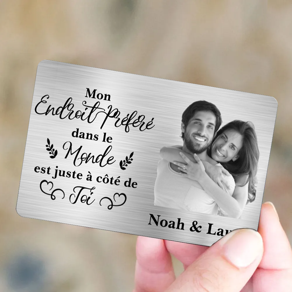 Mon endroit préféré – Carte portefeuille personnalisée avec photo – Cadeau pour couple
