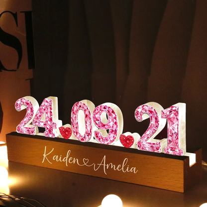 Anniversaire - Veilleuse LED personnalisée avec effet cristal Cadeau pour couple